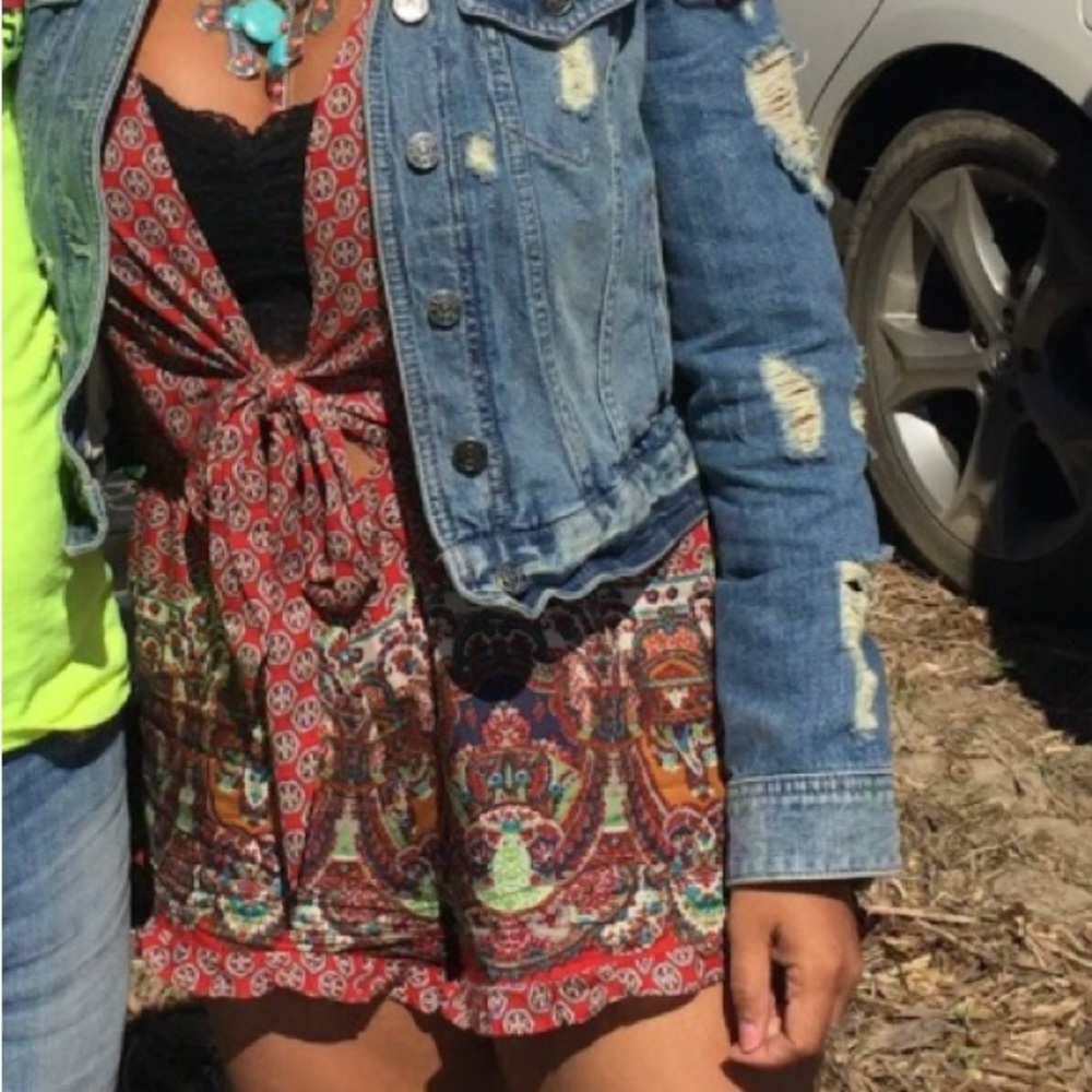 Red printed romper